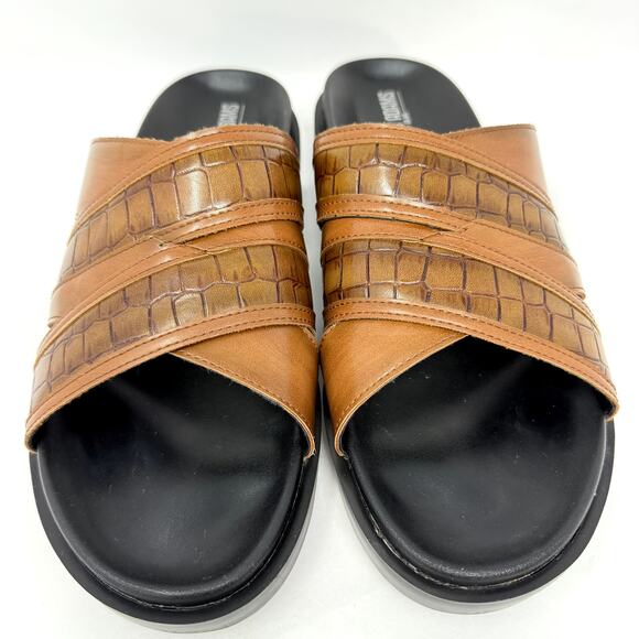 Stacy Adams Mondo Slide Men 9M Brown Slip On Sandals Casual Comfort Vacation - Picture 3 of 6